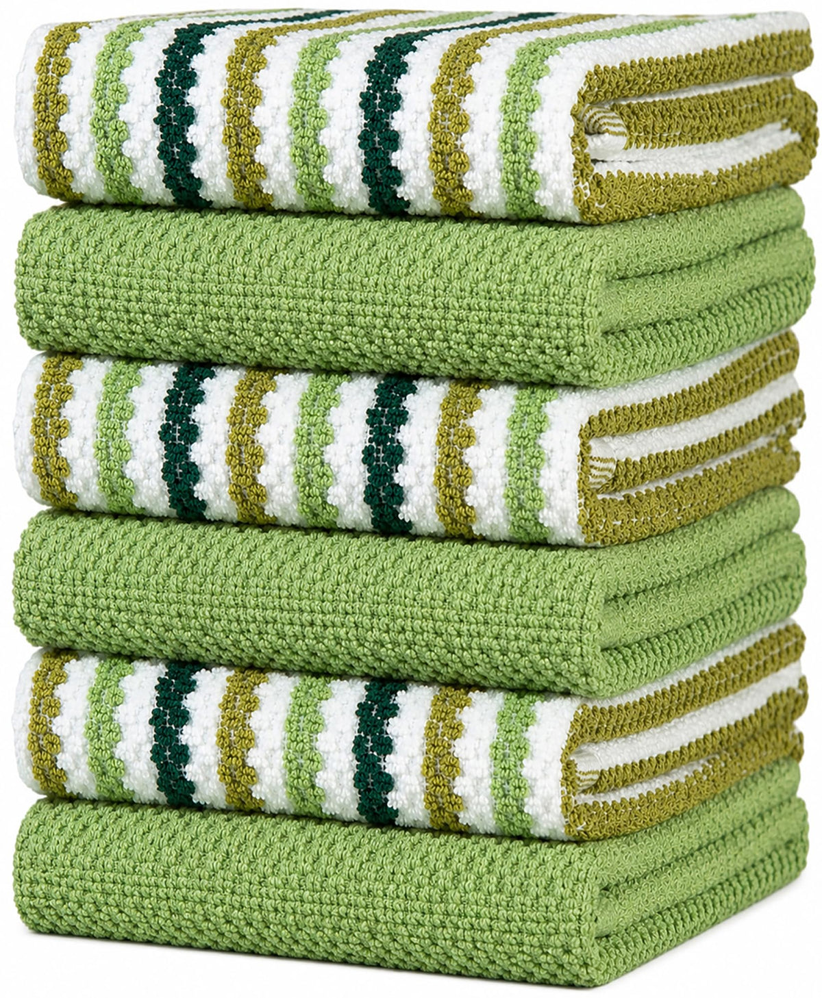 Bumble Kitchen Towels 6 Pack 100% Cotton 16"x26" - Tan Wide Stripe