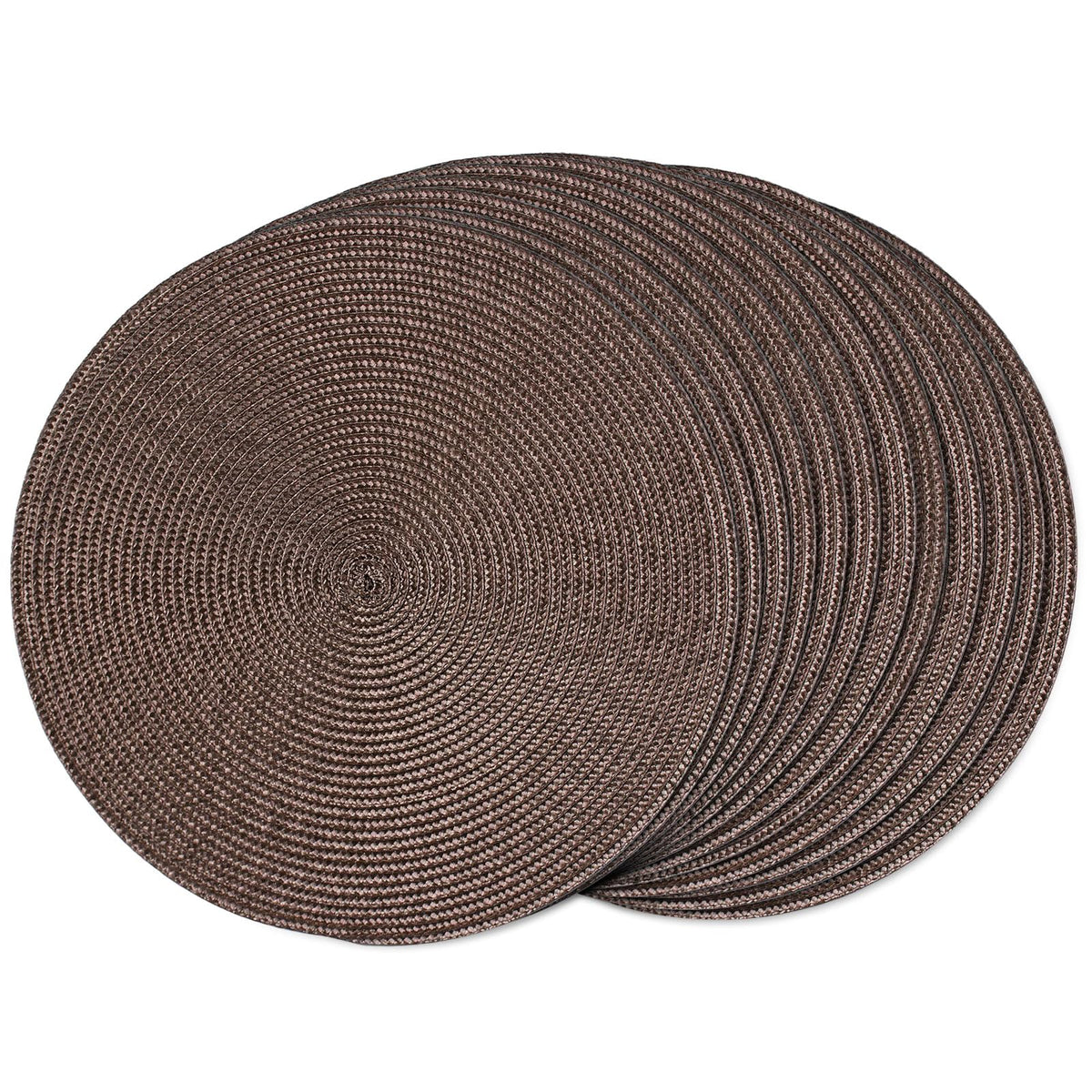 FunWheat Round Braided Placemats Set of 6 Table Mats for Dining Tables Woven Washable Non-Slip Place mats 15 in(Blue, 6pcs)