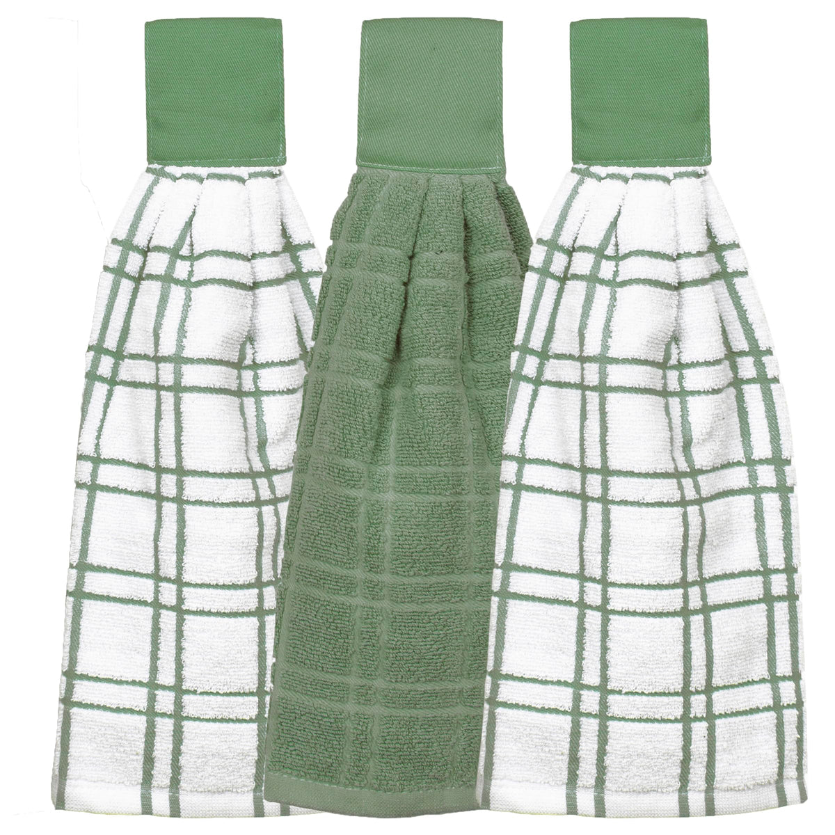 Ritz Premium 100% Cotton Solid and Multi Check Kitchen Tie Towel Absorbent, Super Soft, and Fast Drying Hang Towel, Set of Three, Federal Blue