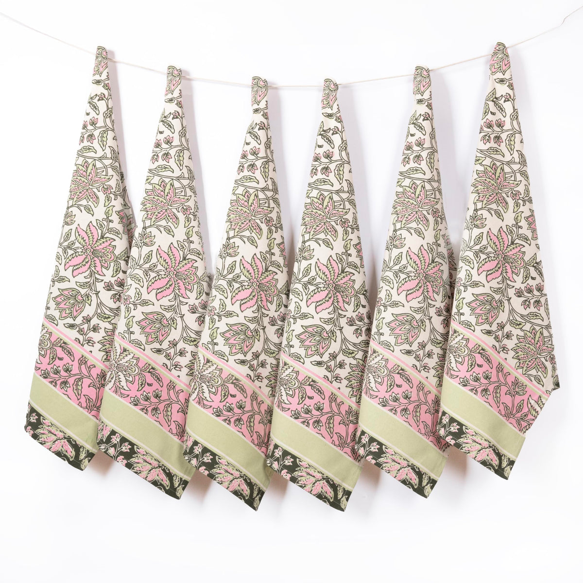 FINGERCRAFT Kitchen Towels 100% Cotton Set of 6 Tea Towel, Toile Blue