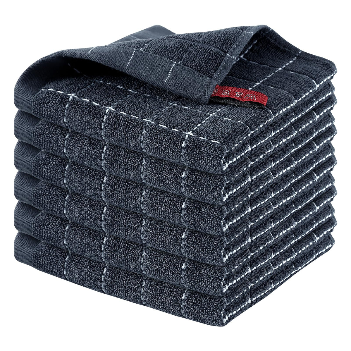 Homaxy 100% Cotton Terry Kitchen Towels, 4 Pack, Black