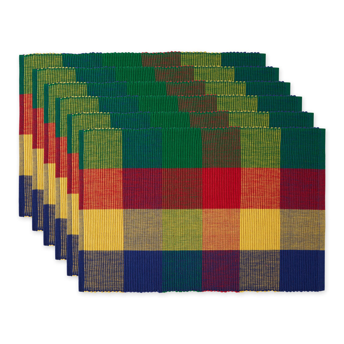 DII Basic Everyday Ribbed Tabletop 100% Cotton, Placemat Set, 13x19, Dark Brown, 6 Piece