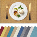 Homaxy Cloths Placemats for Dining Table Set of 6, 13" x 19", Flaxen