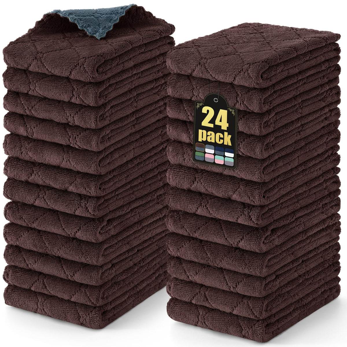 Mordimy 12 Pack Soft and Absorbent Kitchen Cloths, Dark Grey & White