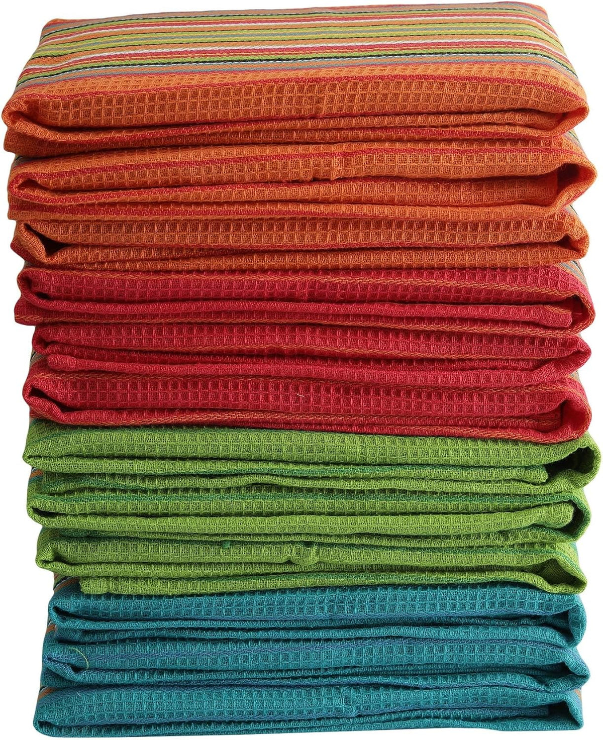 DG Collections 100% Cotton Salsa Kitchen Towels – 8 Pack, Super Absorbent Dish Towels, 16x28 Inch, Lint-Free, Durable Weave – Reusable Kitchen Cleaning Cloths for Home & Restaurants