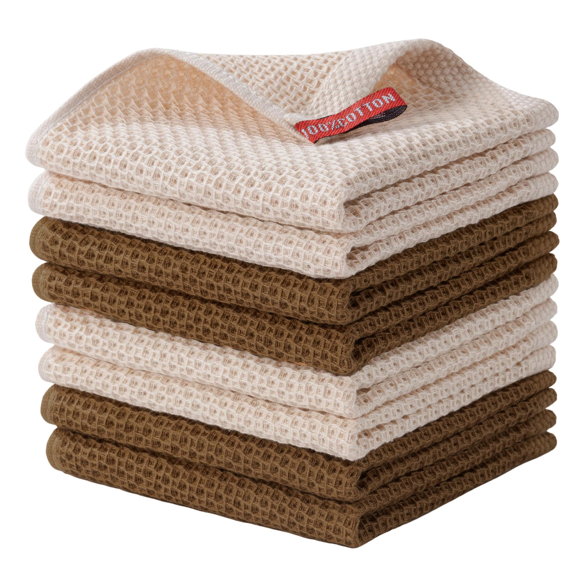 joybest Cotton Kitchen Towels, 4-Pack Waffle Weave Ultra Soft Absorbent Dish Towels Quick Drying Dish Cloths, 18 in x 28 in, Beige