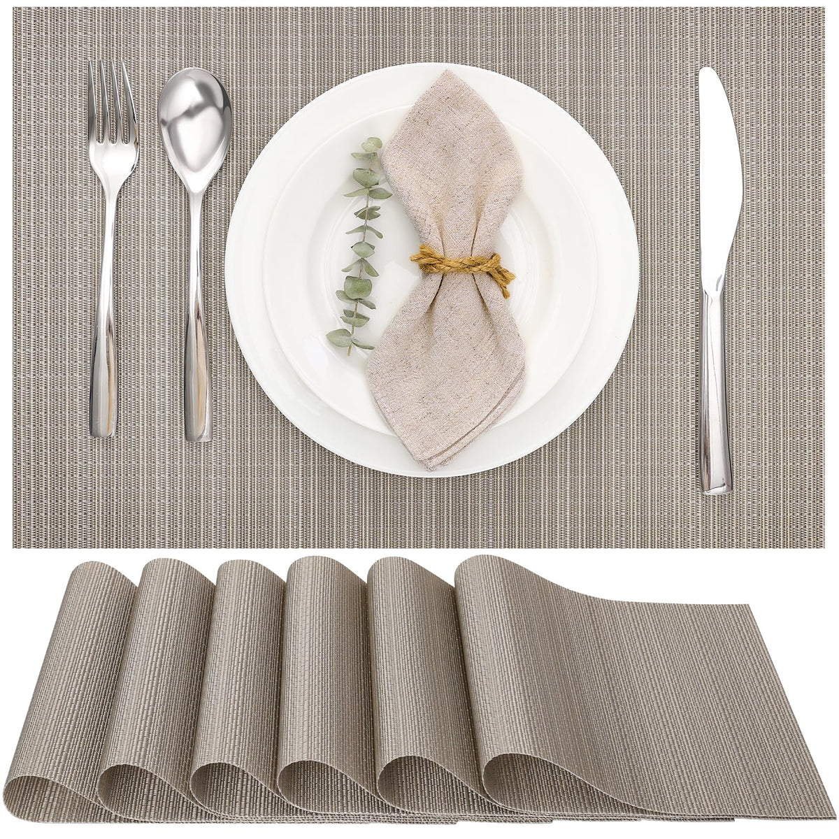 Myir JUN Black Placemats Set of 8 Kitchen and Dining Table Placemats