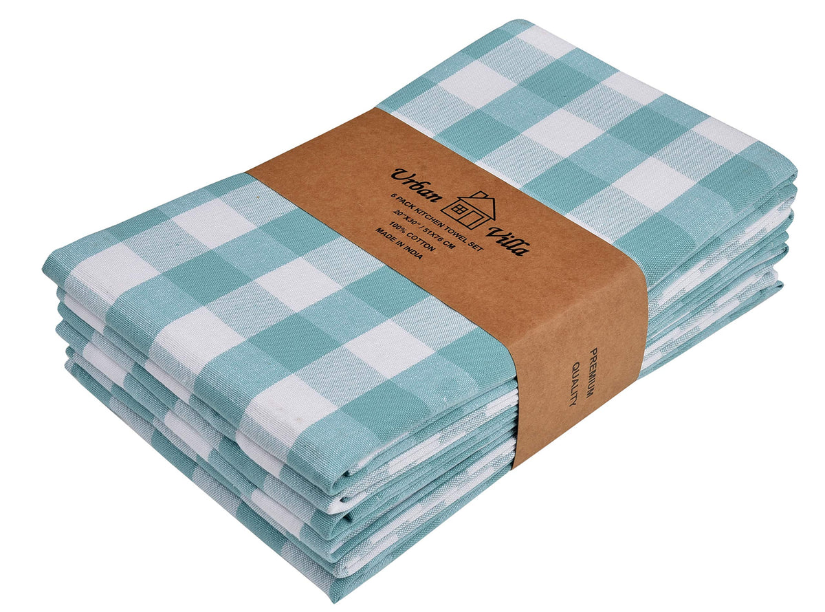 Urban Villa Kitchen Towels Cotton Dish Towels 12”x12” (Set of 8) Grey White