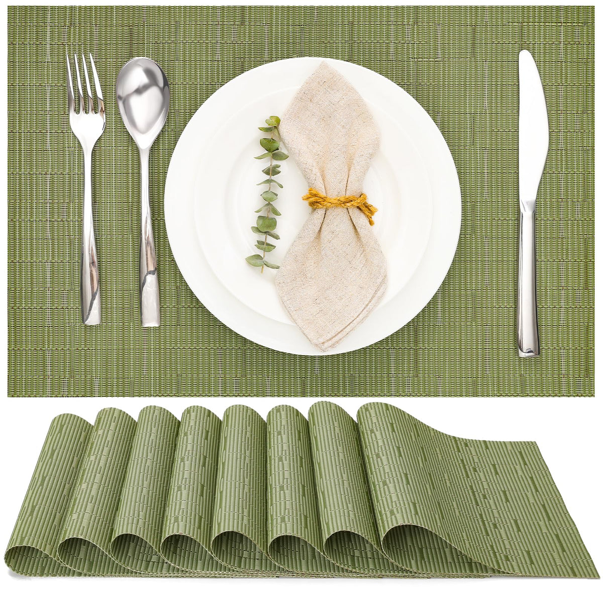 Myir JUN Black Placemats Set of 8 Kitchen and Dining Table Placemats