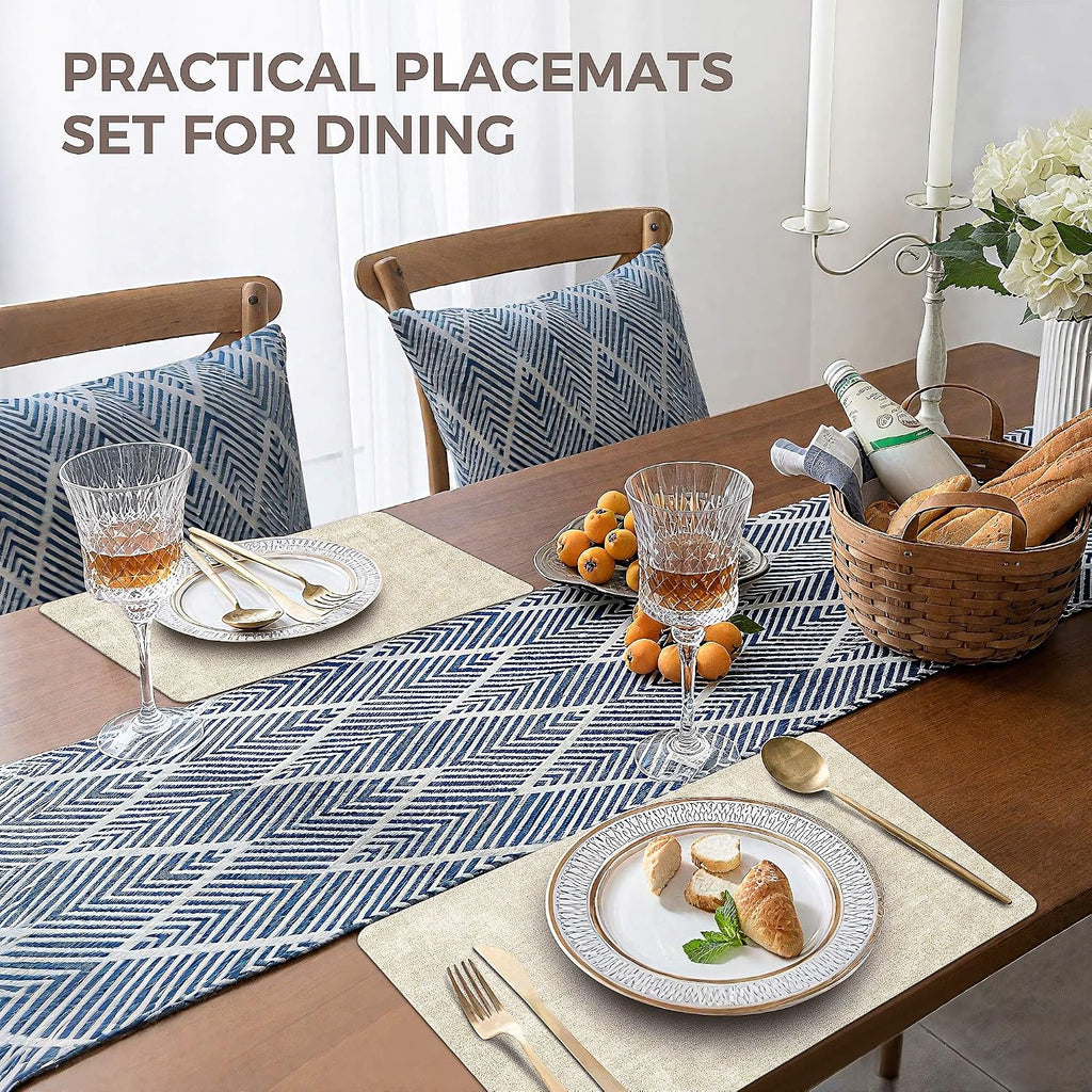 NCUE Vinyl Placemats Set of 6, 17"x12" Wipeable Place Mats with Coasters