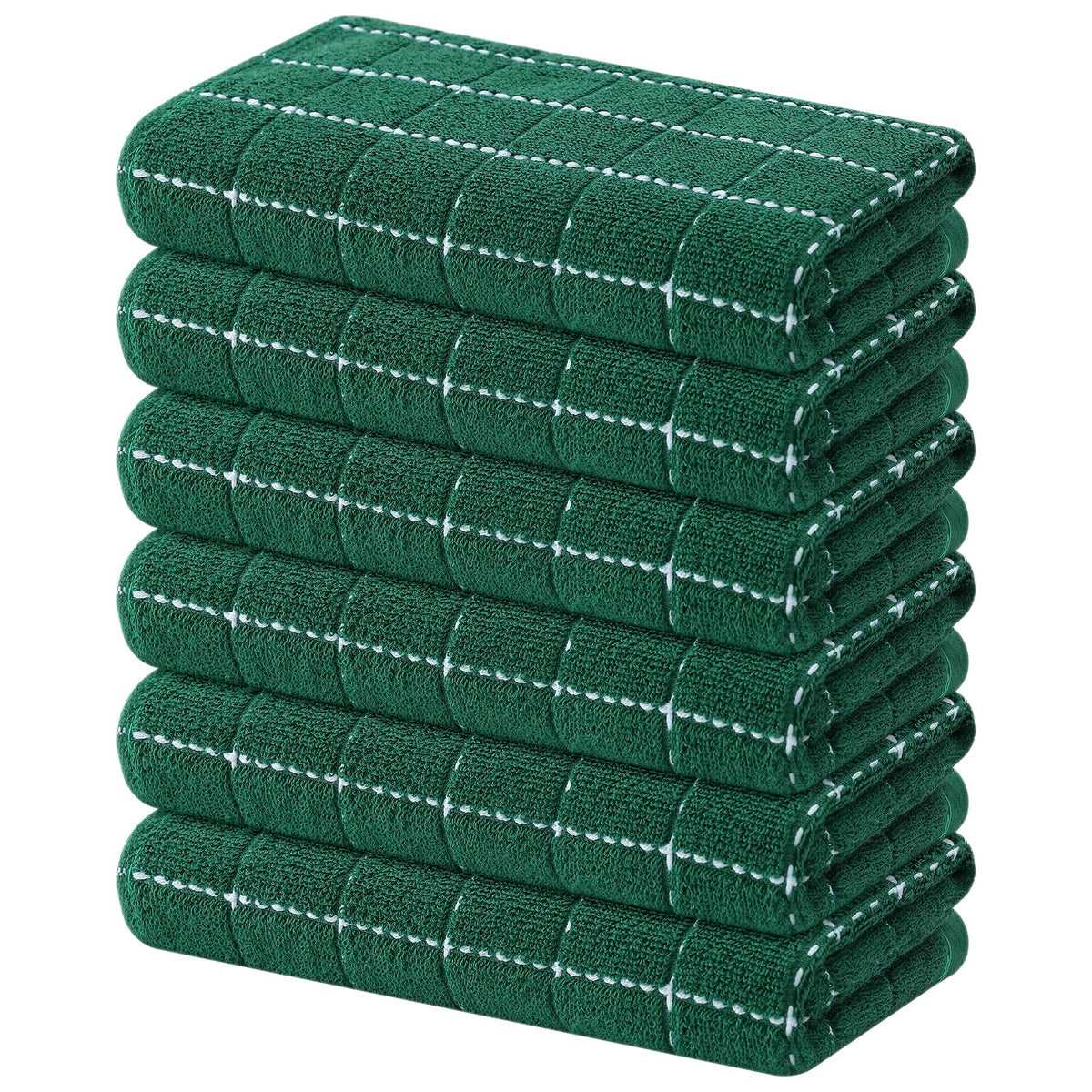 Mordimy Cotton Terry Checkered Kitchen Towels, 16"x 26", 4 Pack, Tan