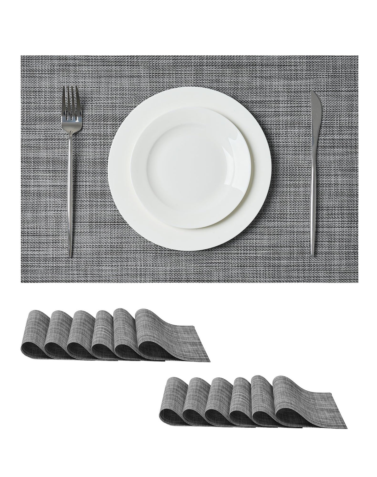 Beige White Placemats Set of 4 - Heat Resistant Non-Slip Place mats for Dining Table, Washable Durable PVC Vinyl Woven Table Mats(Beige White, 4)