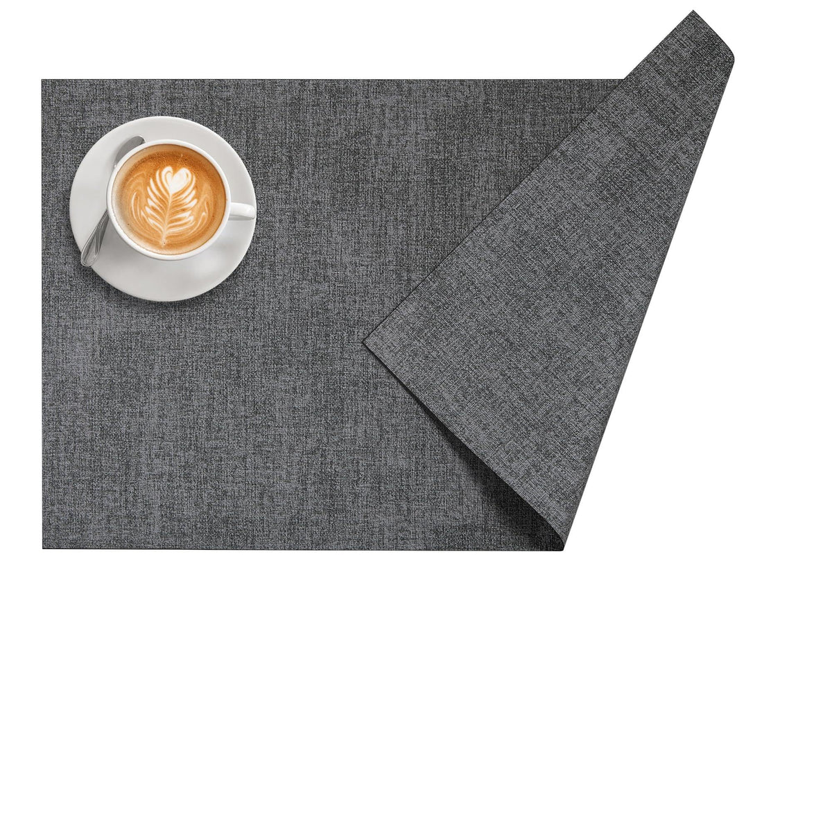 DOLOPL Placemats Set of 6, Reversible Faux Leather Place Mats, Grey