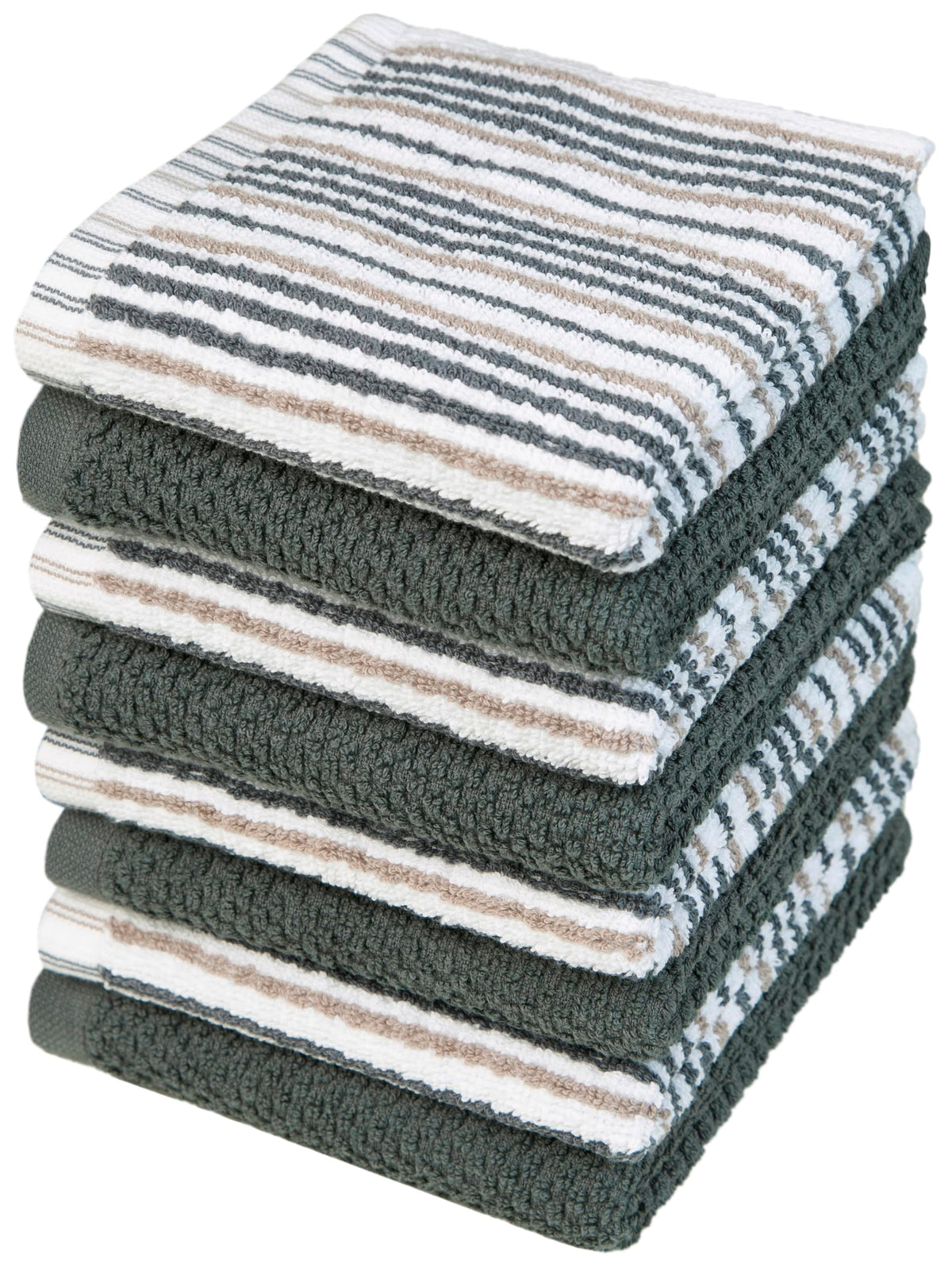 Bumble Kitchen Towels 6 Pack 100% Cotton 16"x26" - Tan Wide Stripe