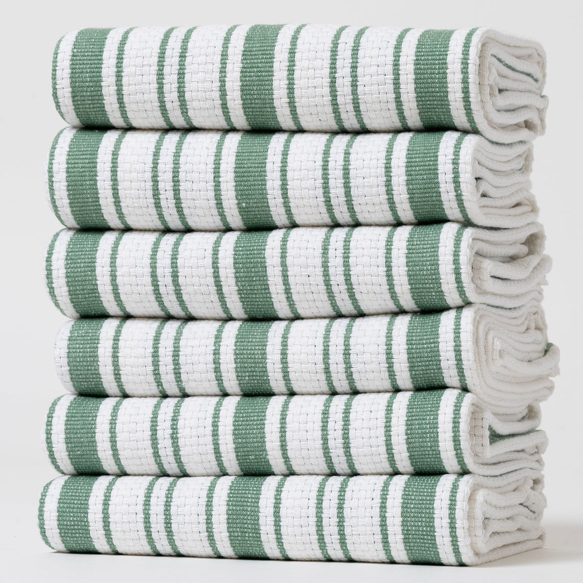 Kitchen Towels Set – Pack of 6 (20’’ x 30’’) Extra Large Premium Cotton Dish Towels for Kitchen – Chain Stripe Towels – Absorbent – 100% Cotton – with Hanging Loop – Beige