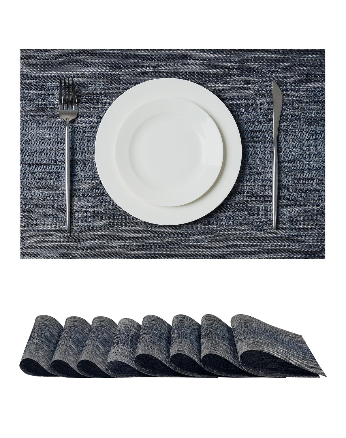 Beige White Placemats Set of 4 - Heat Resistant Non-Slip Place mats for Dining Table, Washable Durable PVC Vinyl Woven Table Mats(Beige White, 4)