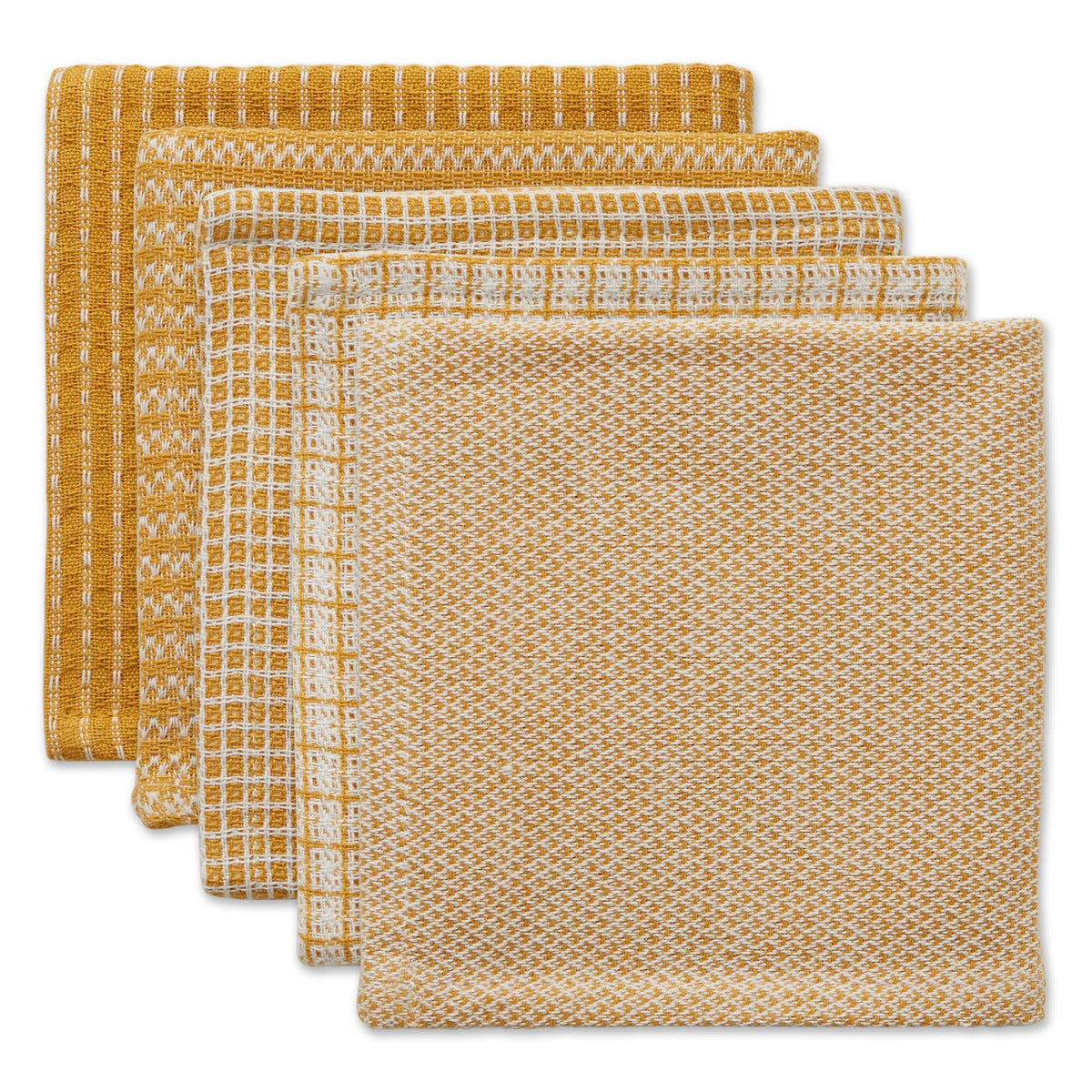 DII Everyday Kitchen Assorted Dishcloth Set of 5, 12x12, Antique Green
