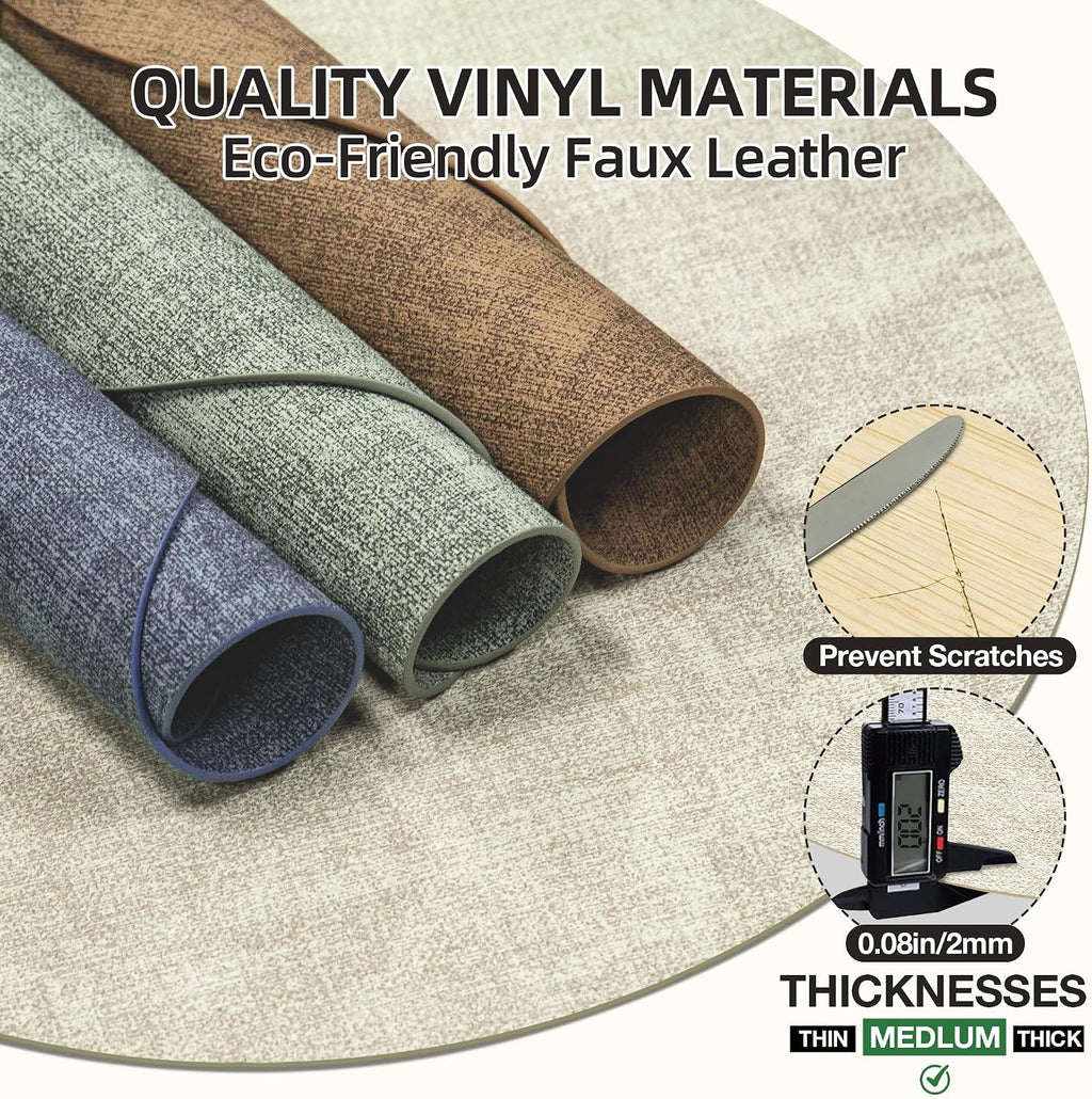 Placemats Set of 4, 15 Inch Round Faux Leather Place Mats