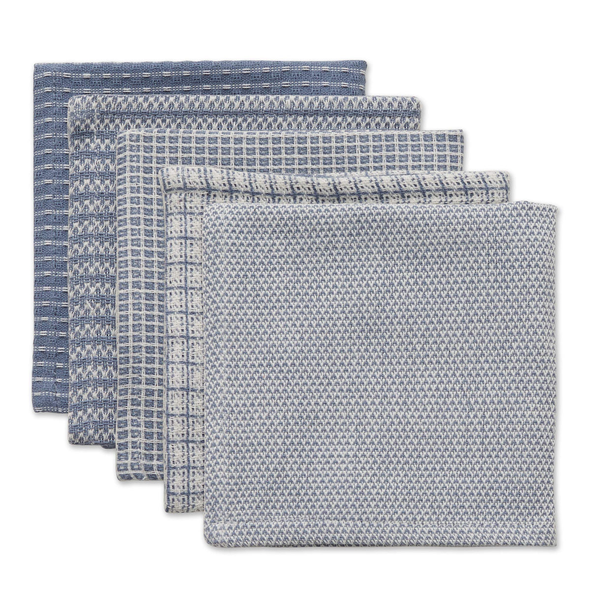 DII Everyday Kitchen Assorted Dishcloth Set of 5, 12x12, Antique Green
