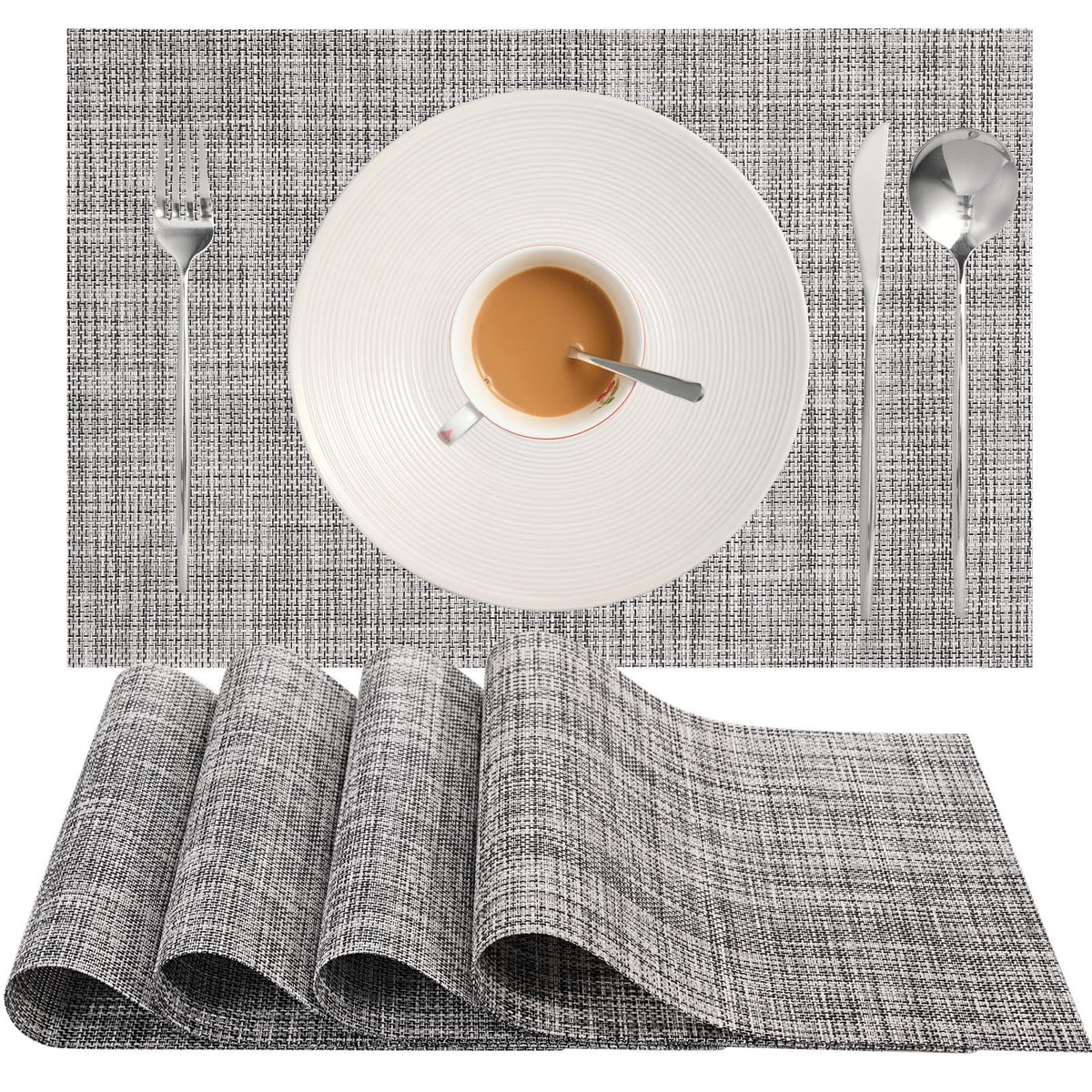 Zupro Pink Placemats Set of 4 Woven PVC 18"x12" for Indoor Outdoor Usage