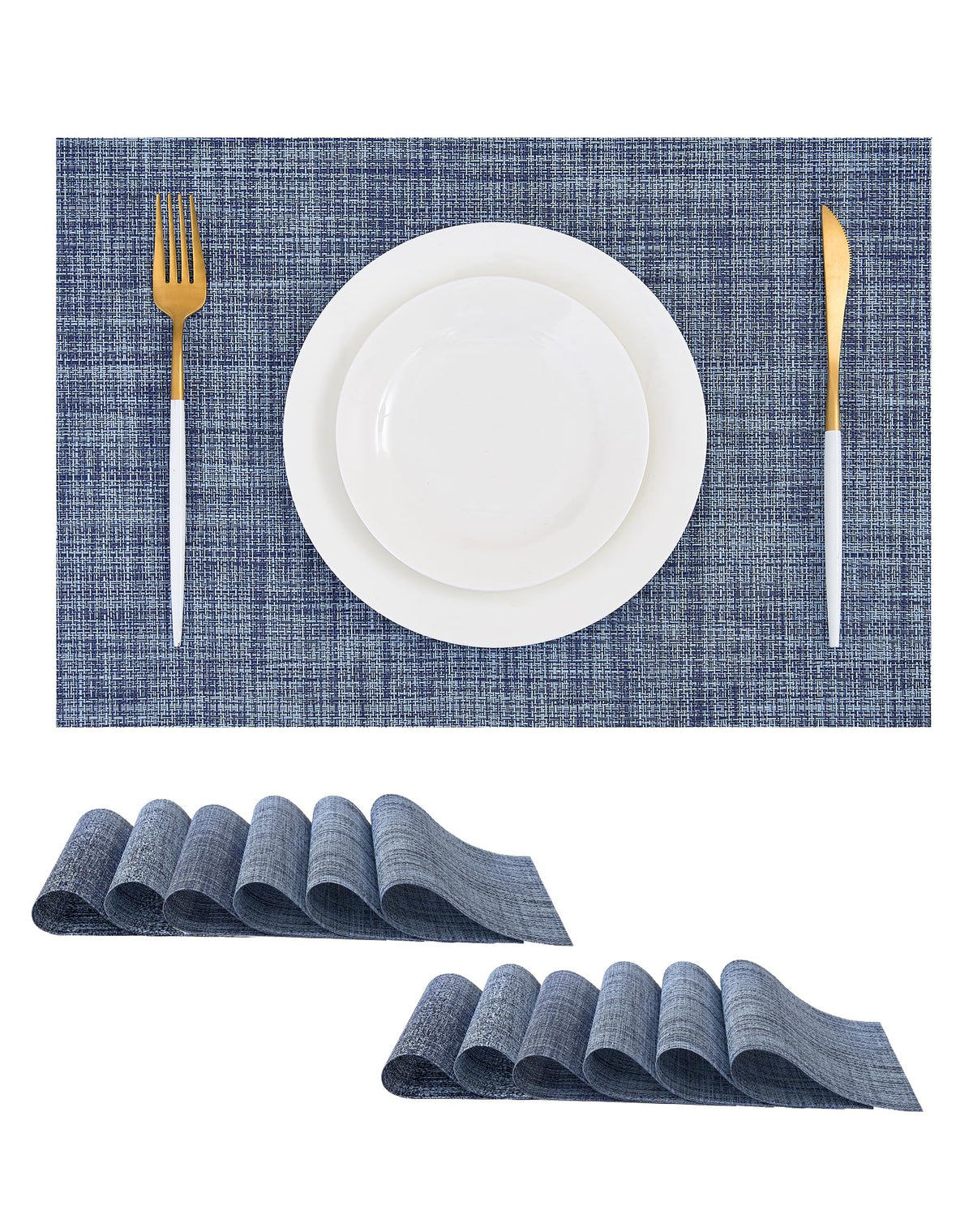 Beige White Placemats Set of 4 - Heat Resistant Non-Slip Place mats for Dining Table, Washable Durable PVC Vinyl Woven Table Mats(Beige White, 4)