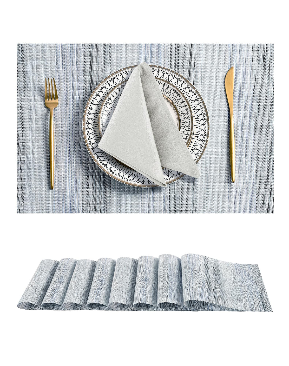 Beige White Placemats Set of 4 - Heat Resistant Non-Slip Place mats for Dining Table, Washable Durable PVC Vinyl Woven Table Mats(Beige White, 4)
