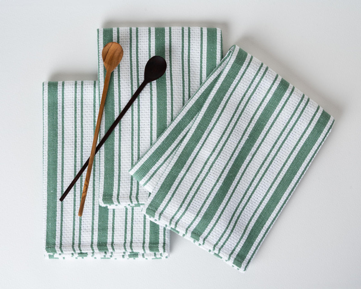Kitchen Towels Set – Pack of 6 (20’’ x 30’’) Extra Large Premium Cotton Dish Towels for Kitchen – Chain Stripe Towels – Absorbent – 100% Cotton – with Hanging Loop – Beige