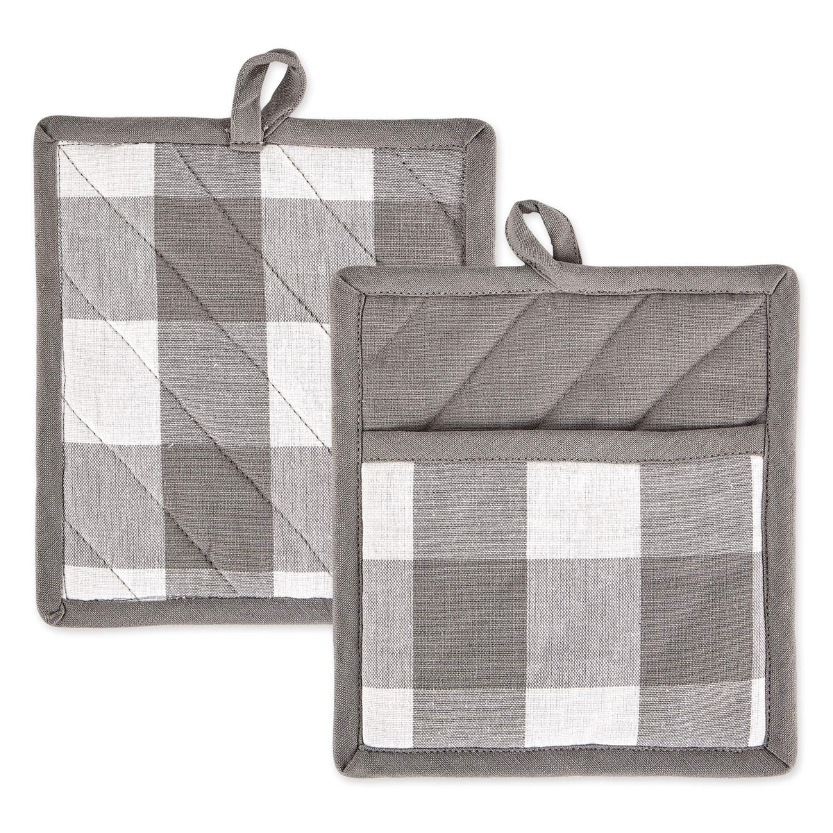 DII Buffalo Check Kitchen Collection, Classic Farmhouse Kitchen Set, Oven Mitt, Black & White, 2 Piece