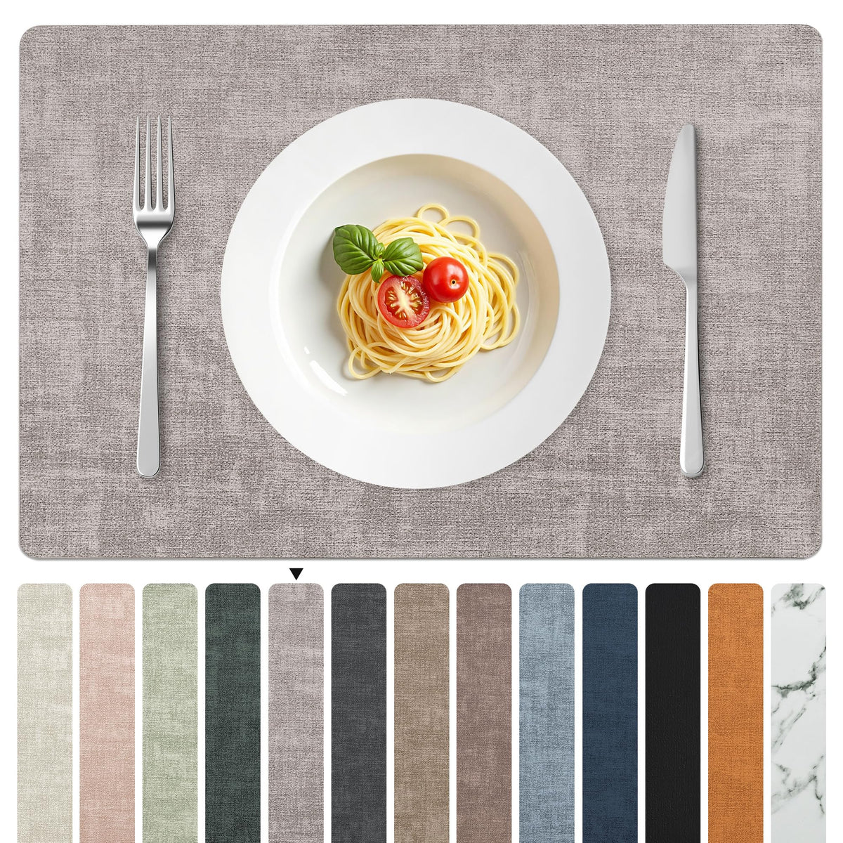 FROMHEART Faux Leather PU Placemats Set of 6 (Light Blue,11.8" x 17")