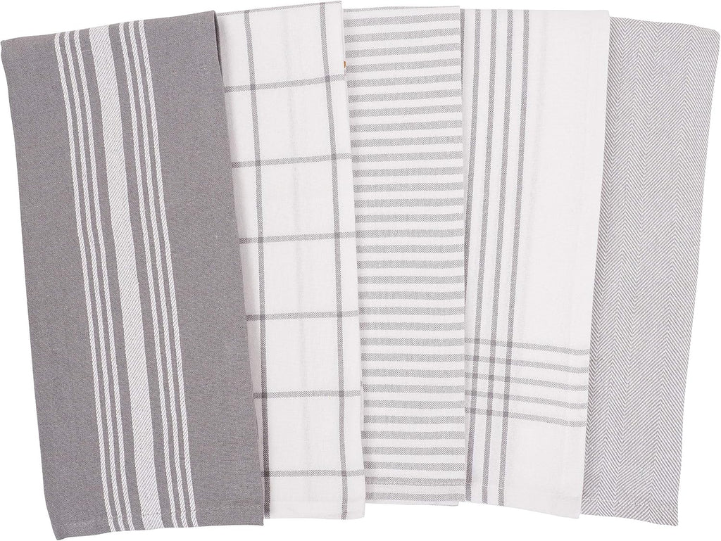 KAF Home Soho Kitchen Dish Towels - Set of 10, 18 x 28 Inch (Gray)