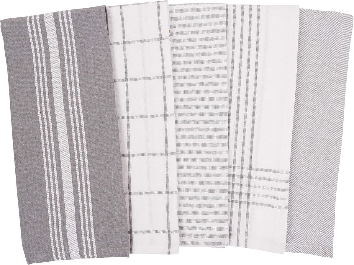KAF Home Soho Kitchen Dish Towels - Set of 10, 18 x 28 Inch (Gray)