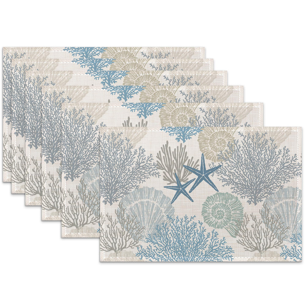 Placemats Set of 6,White Gold Marble Linen Table Mats Abstract Heat Resistant Place Mats Washable Dining Table Mats for Indoor Outdoor Kitchen Decor Easy Clean 12 x 18 Inch
