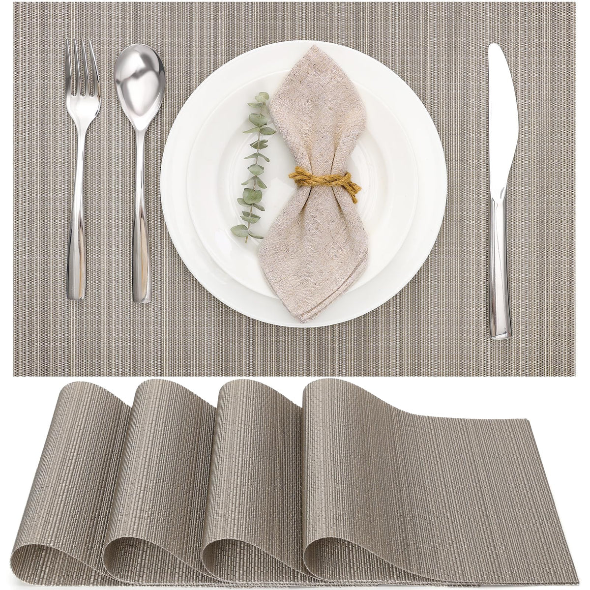 Myir JUN Black Placemats Set of 8 Kitchen and Dining Table Placemats