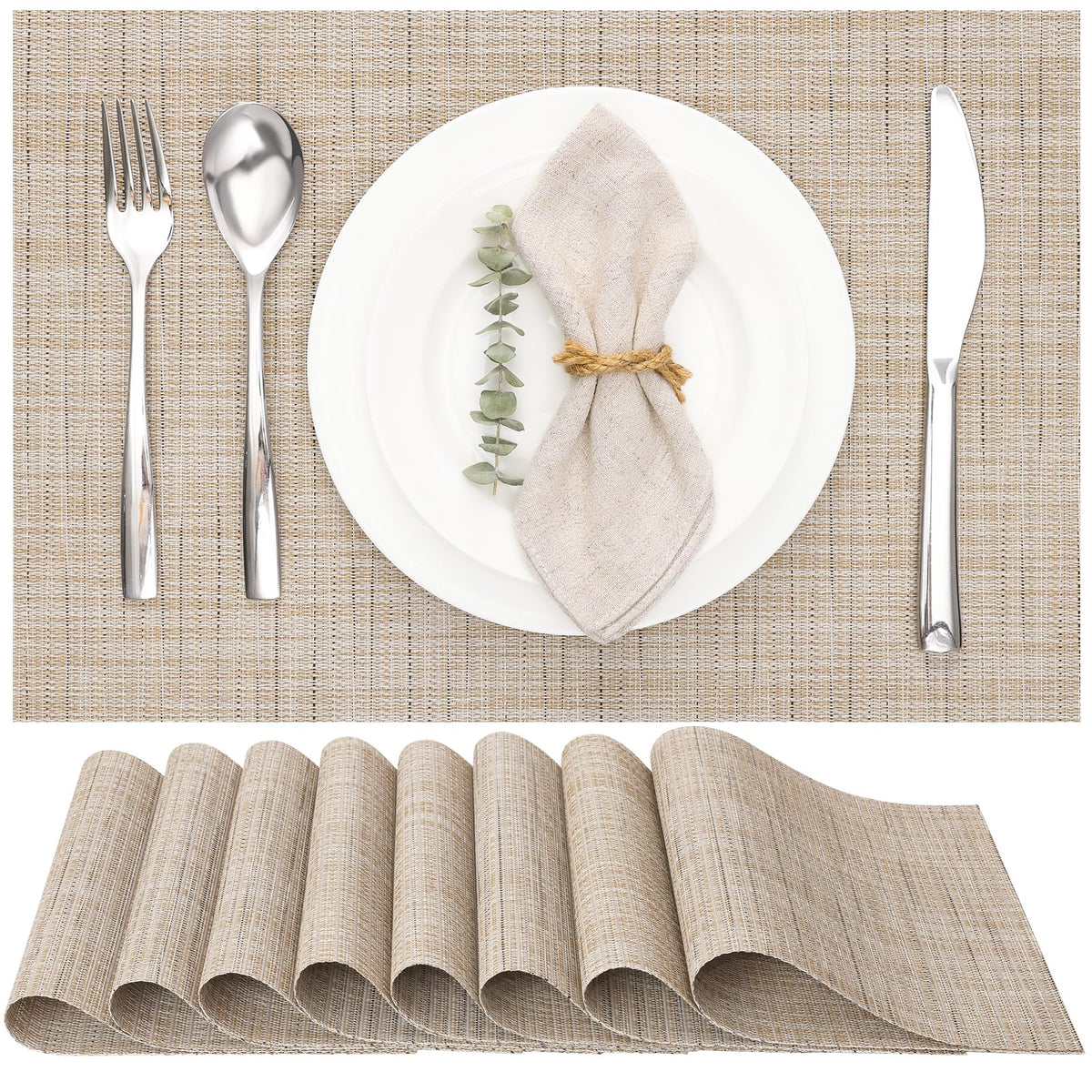 Myir JUN Black Placemats Set of 8 Kitchen and Dining Table Placemats