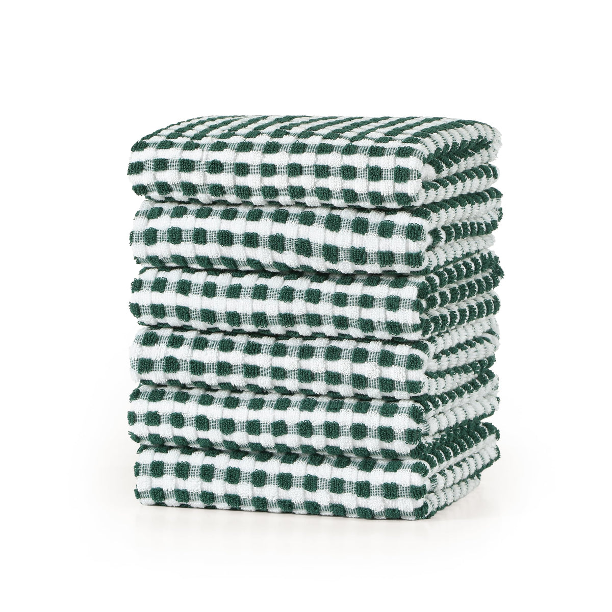 SALAS Cotton Dish Towels Cloths for Kitchen Drying Dishes, Lattice Terry Kitchen Towels, Absorbent Cloths with Hanging Loop, 16‘’ x 26‘’, 4 Packs, Wine Red and Black