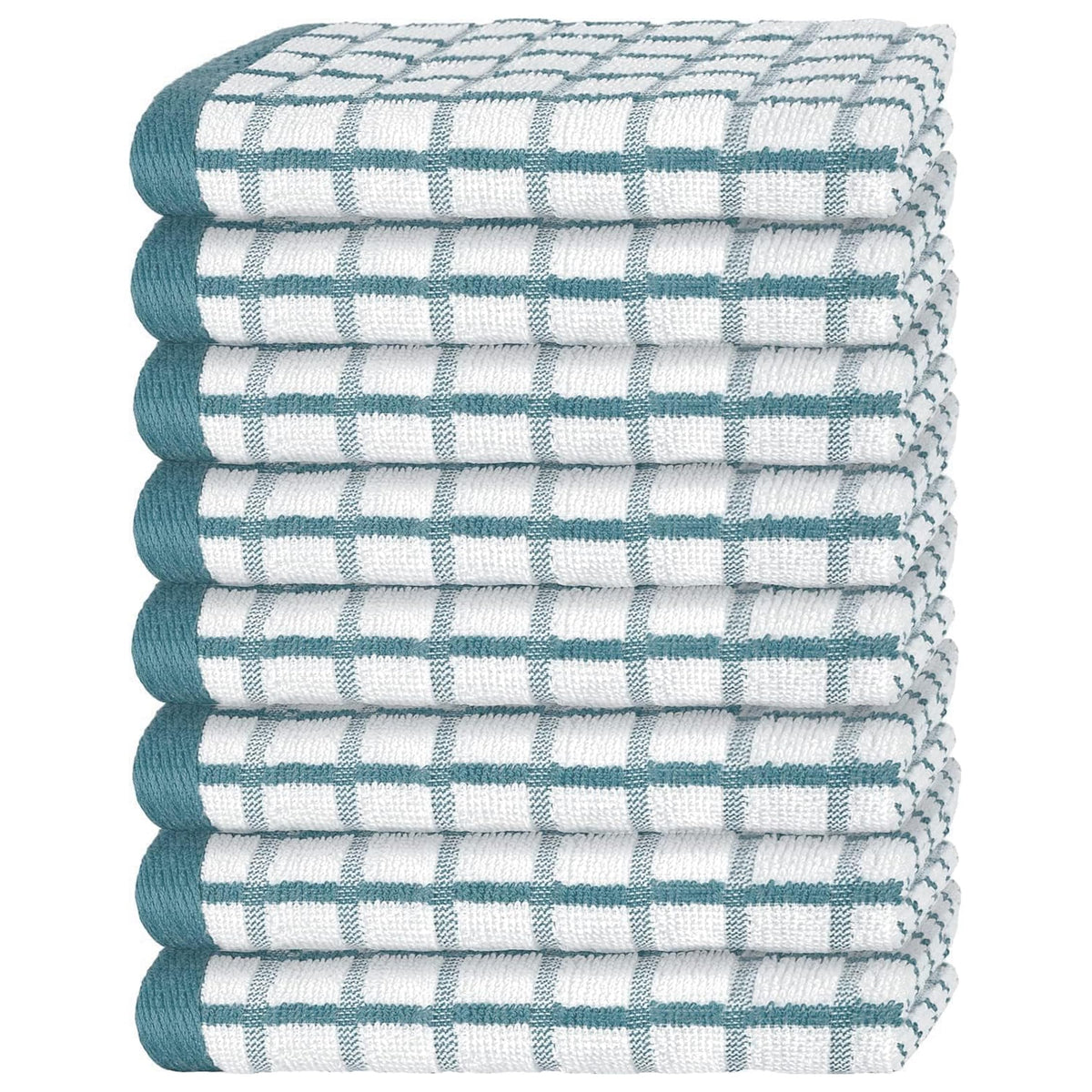 Premium Dish Towels for Kitchen, 8 Pack, 16x26 - 100% Cotton Kitchen Towels with Hanging Loop, Ultra Absorbent and Thick 410 GSM, Multicolor