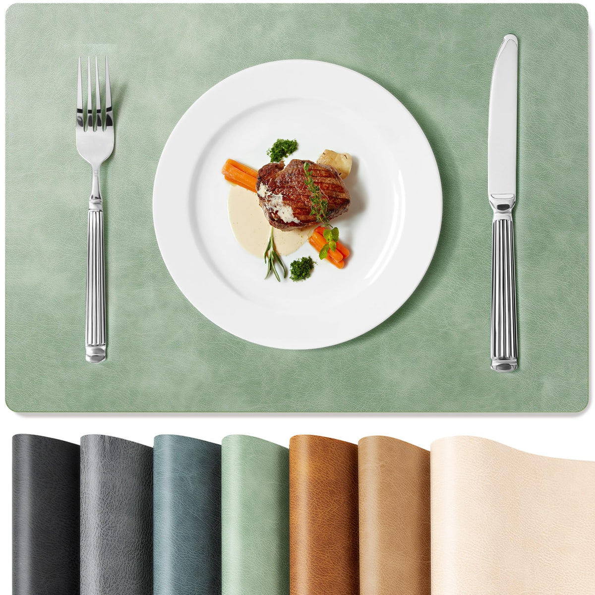 Roxifina Faux Leather Placemats Set of 6, Vinyl Placemats Heat Resistant