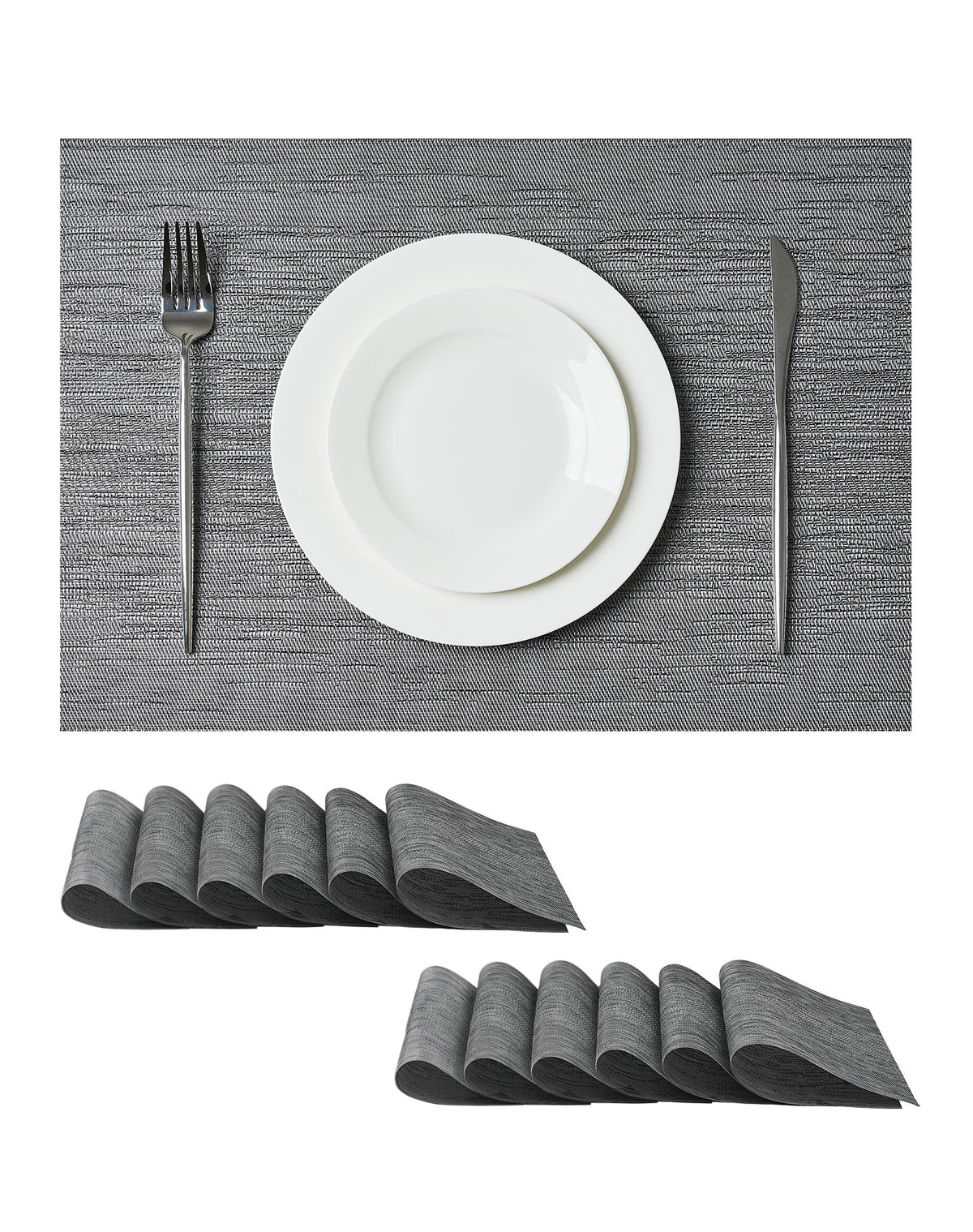 Beige White Placemats Set of 4 - Heat Resistant Non-Slip Place mats for Dining Table, Washable Durable PVC Vinyl Woven Table Mats(Beige White, 4)