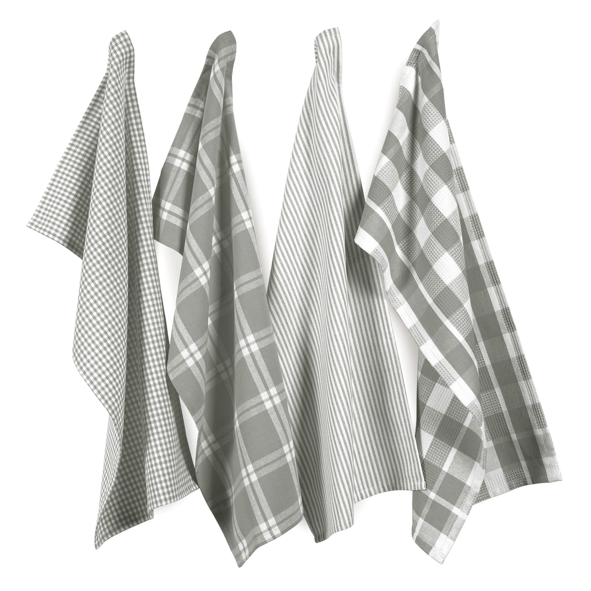 LANE LINEN 100% Cotton Kitchen Dish Cloths, Ultra Soft Absorbent Quick Drying Dish Towels, Multiweave Wash Cloths Dish Towel Sets, 13x28 Inches, 4 Pack - Grey