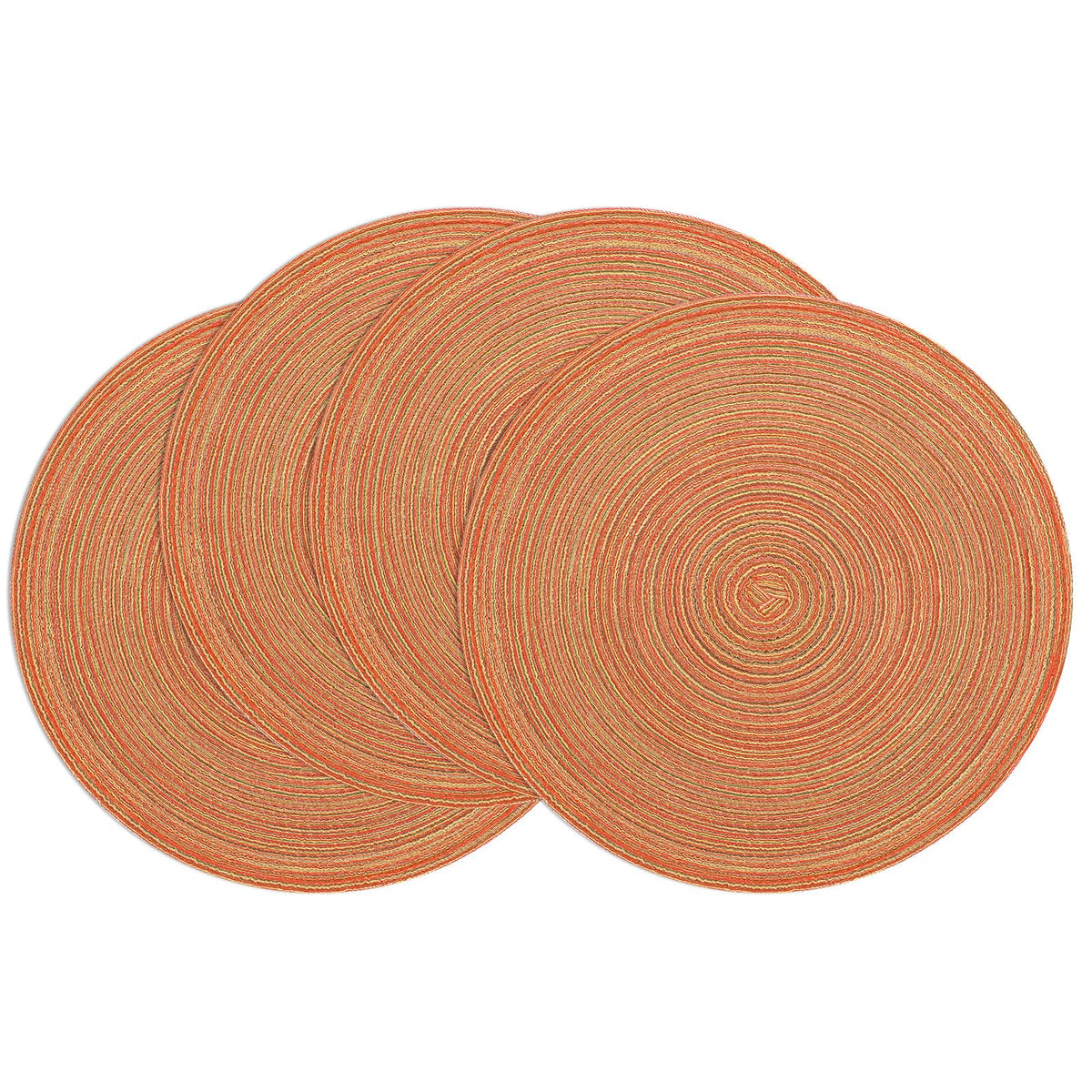 SHACOS Round Braided Placemats Set of 4 Washable Place Mats for Dining Tables 15 inch Non Slip Kitchen Table Mats (Beige, 4)