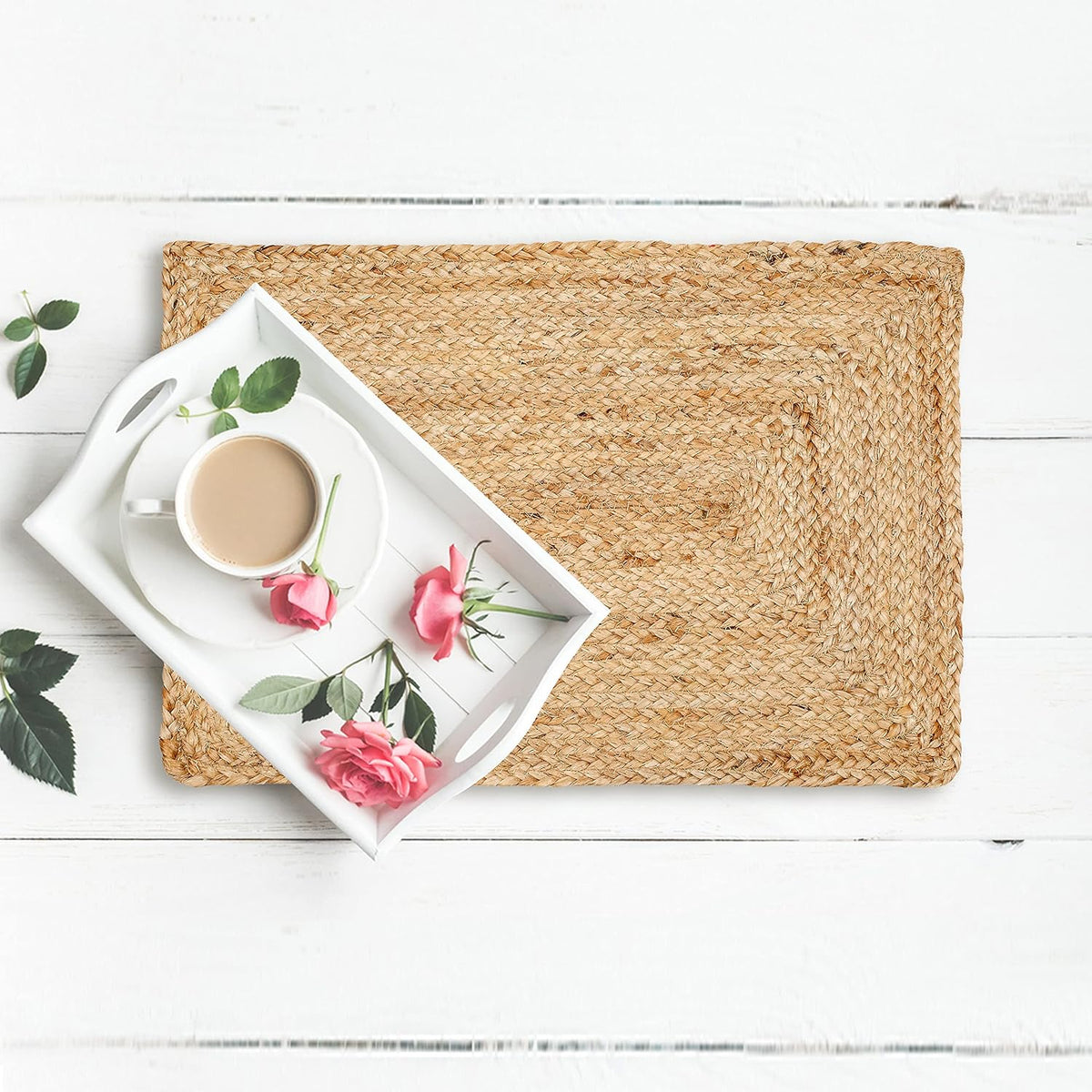 Hausattire Jute Braided Placemats, Natural, Set of 4