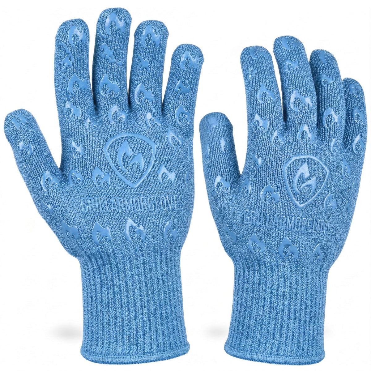 Oven Gloves with Fingers - 932°F Extreme Heat Proof and Cut Resistant Mitts for Kitchen, BBQ, Grill, Baking, Fire Pit - EN407 Certified with Non-Slip Silicone Grip and Cotton Lined for Comfort