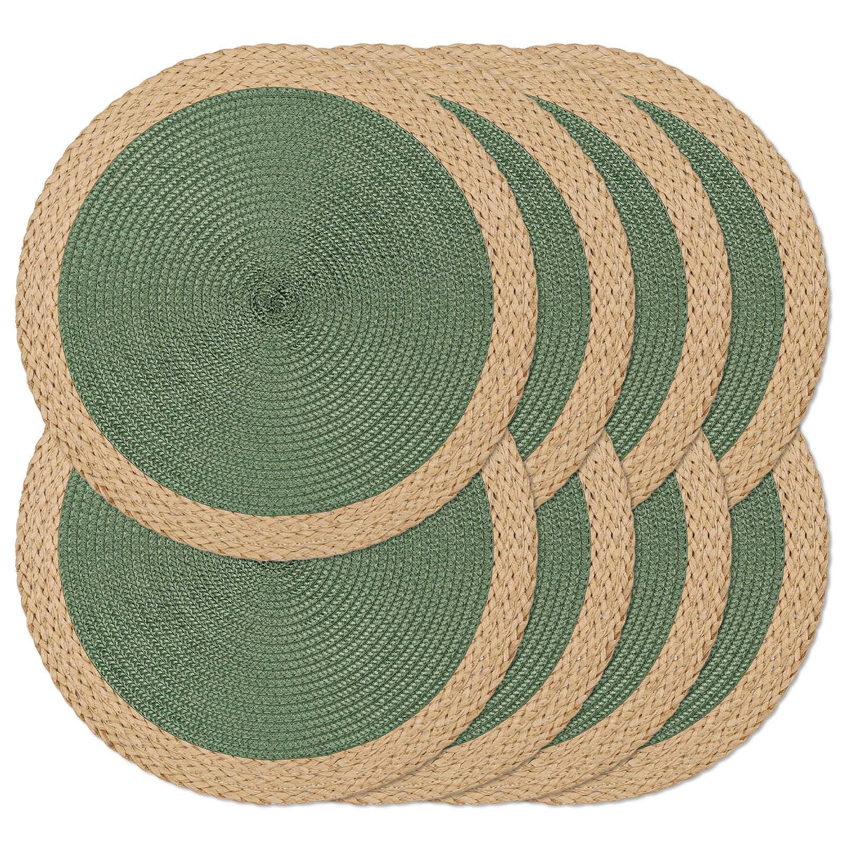 Round Placemats Set of 4, Woven Table Mats, Thin Edge, Black