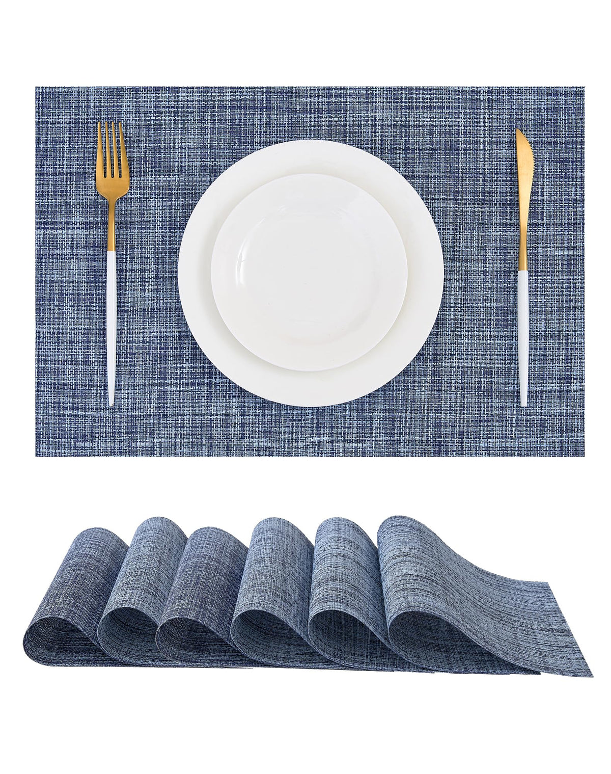 Beige White Placemats Set of 4 - Heat Resistant Non-Slip Place mats for Dining Table, Washable Durable PVC Vinyl Woven Table Mats(Beige White, 4)