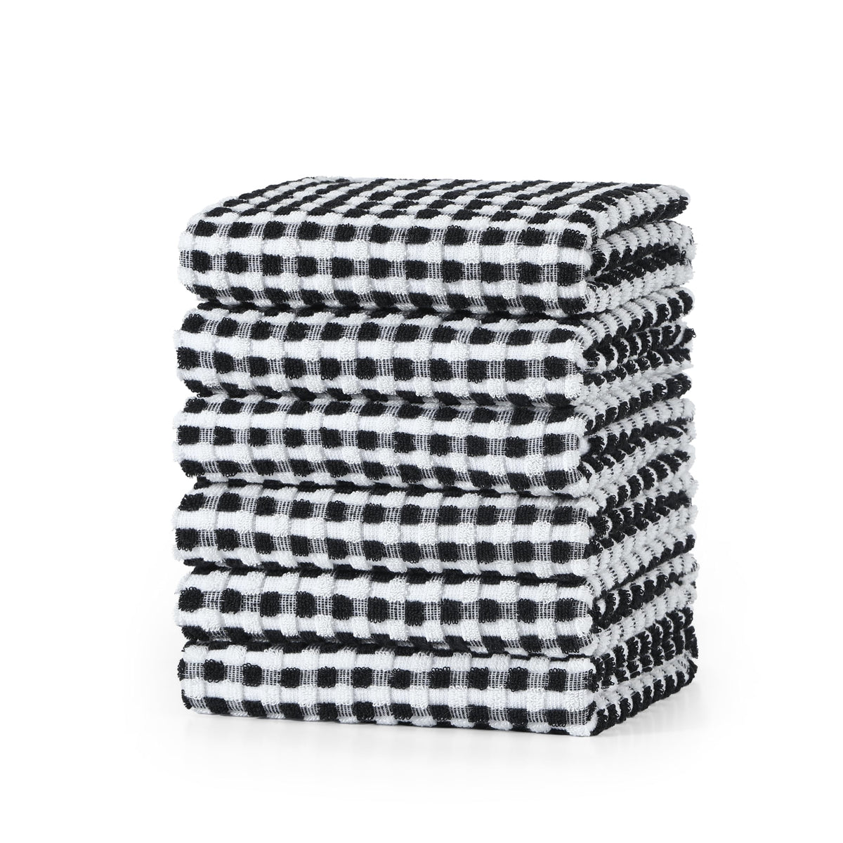 SALAS Cotton Dish Towels Cloths for Kitchen Drying Dishes, Lattice Terry Kitchen Towels, Absorbent Cloths with Hanging Loop, 16‘’ x 26‘’, 4 Packs, Wine Red and Black