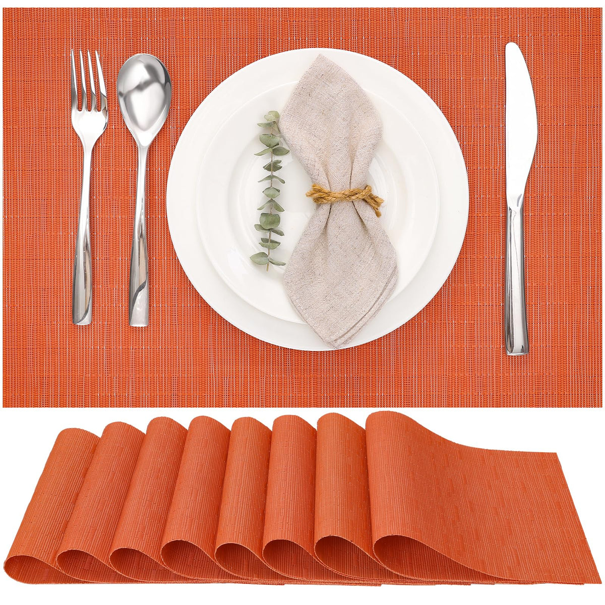 Myir JUN Black Placemats Set of 8 Kitchen and Dining Table Placemats