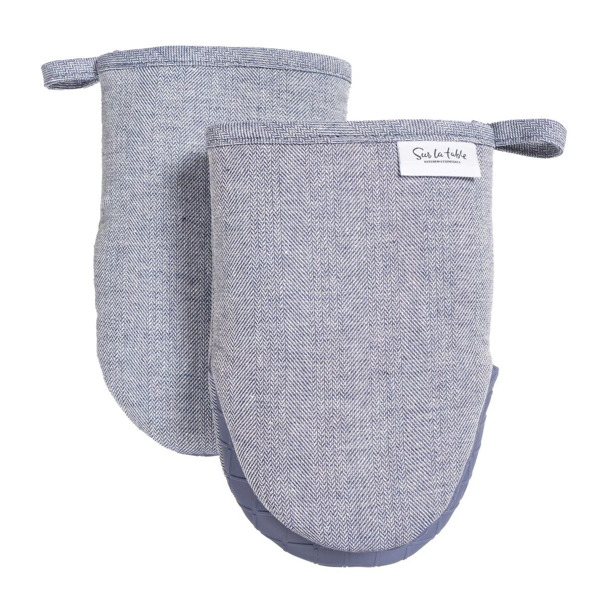 Sur La Table Kitchen Essentials Set of 2 Silicone Mini Oven Mitts, Heat Resistant to 550°F (Navy)