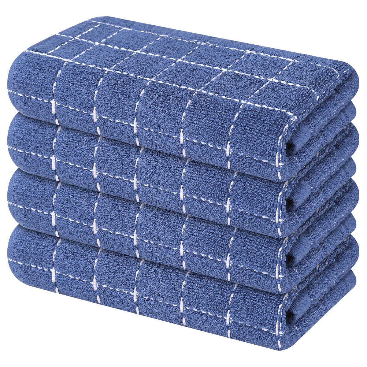 Mordimy Cotton Terry Checkered Kitchen Towels, 16"x 26", 4 Pack, Tan
