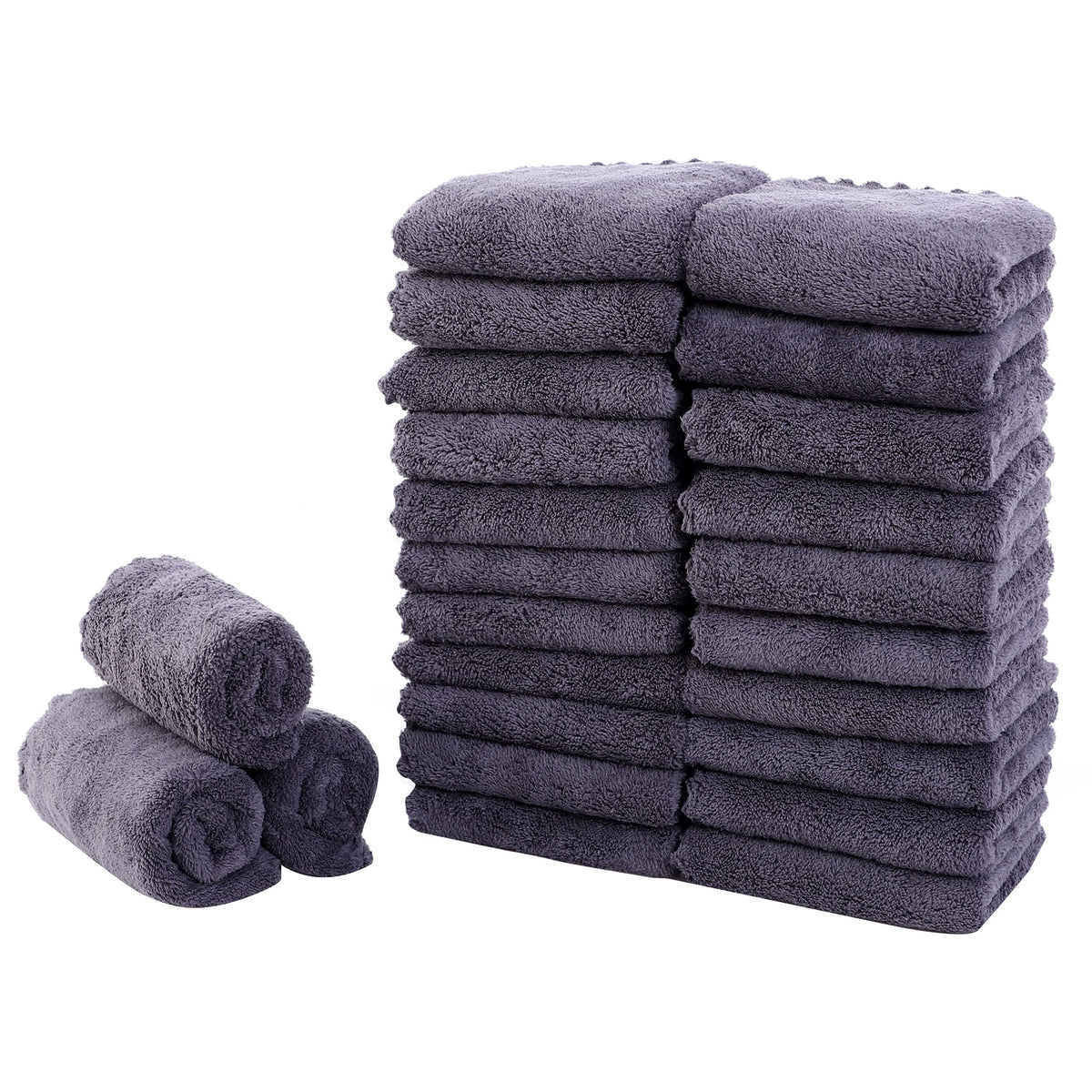 24 Pack Kitchen Dishcloths - Does Not Shed Fluff - Reusable Dish Towels, Dish cloths, Super Absorbent Coral Fleece Cleaning Cloths, Nonstick Oil Washable Fast Drying, 7 x 9 Inch (Multicolor)