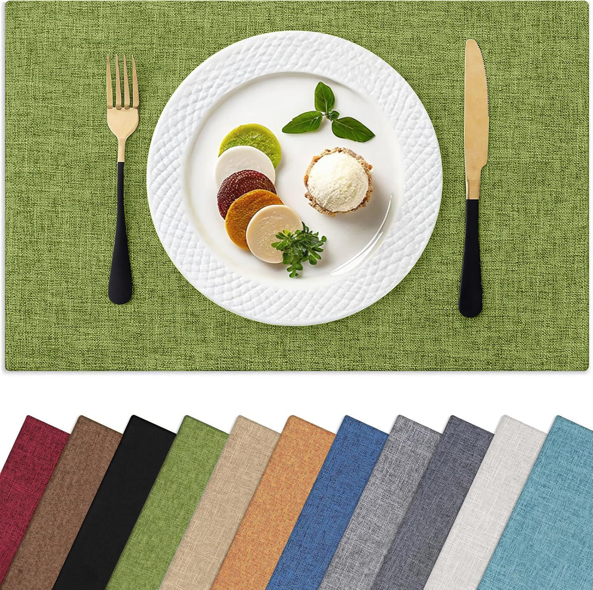 Homaxy Cloths Placemats for Dining Table Set of 6, 13" x 19", Flaxen